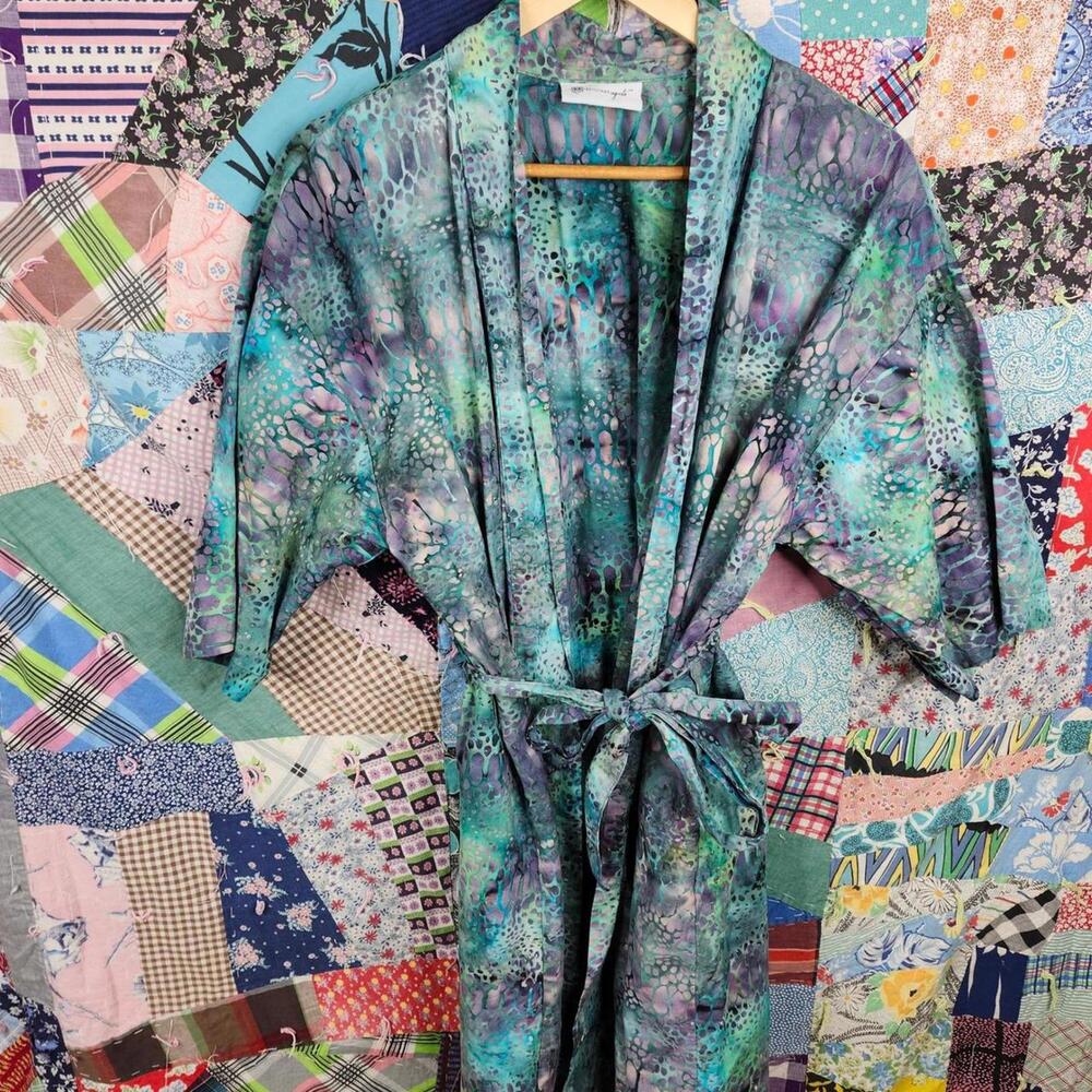 Brilliant Imports Batik Robe Kimono Cover Up Lightweight Beach Pool Resort